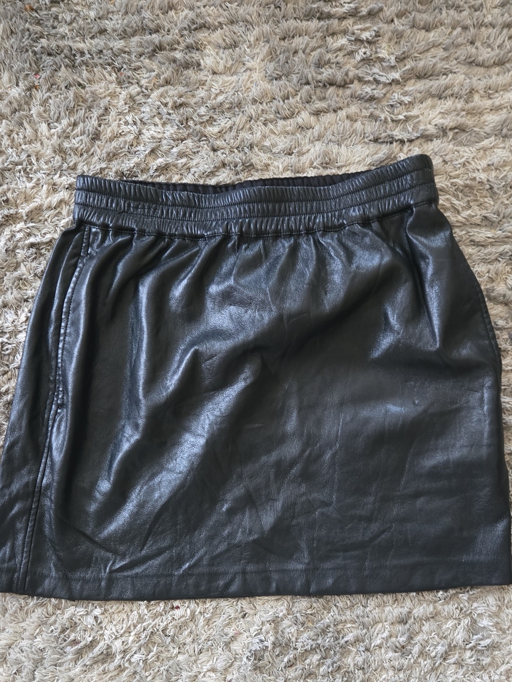 Babaton Black Faux Leather Mini Skirt